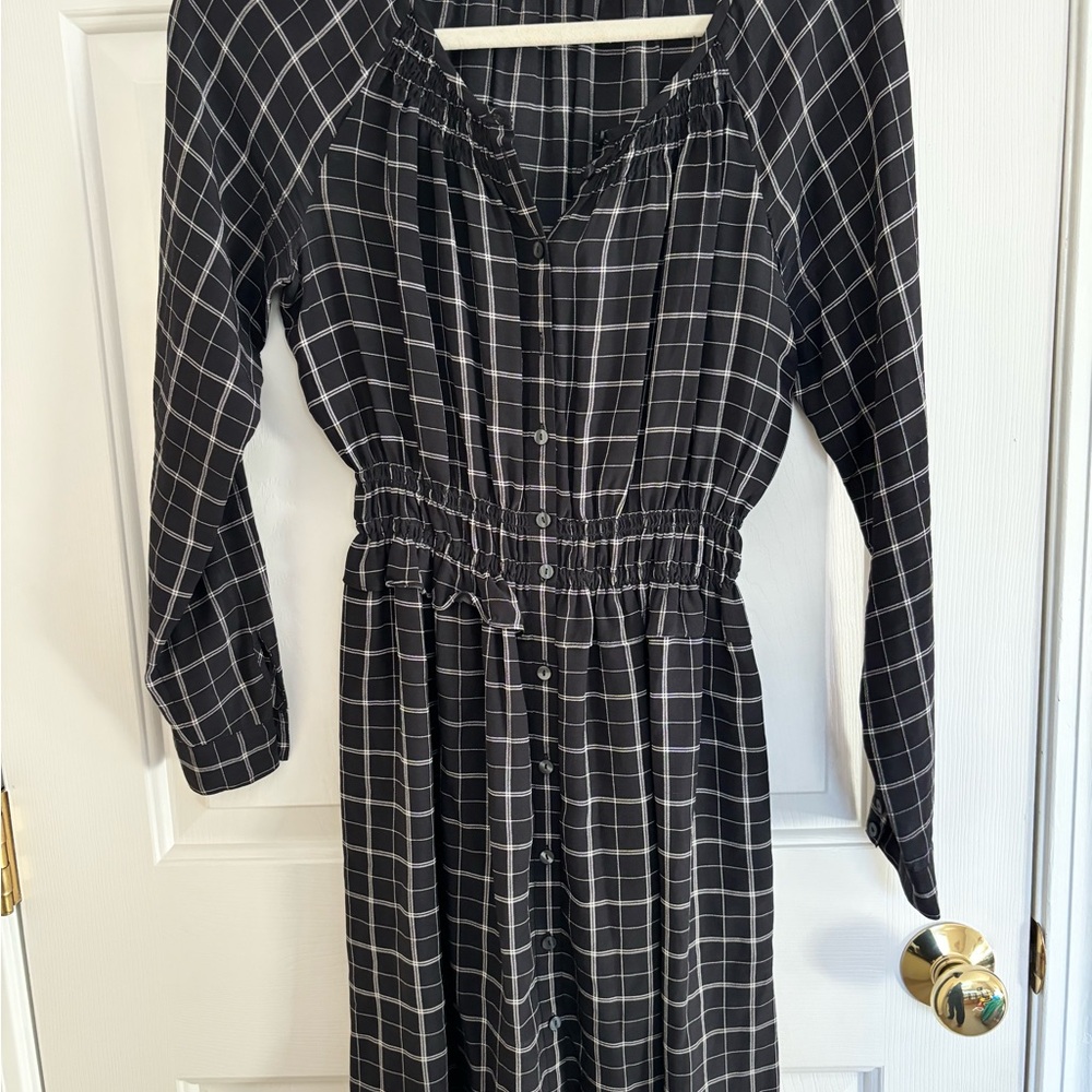Rebecca Minkoff Black and White Plaid Long Sleeve Dress